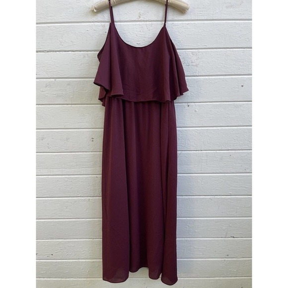 Bohme Dress Burgundy Red Empire Waist Sleeveless Maxi Length Chiffon Beachy - Picture 1 of 6